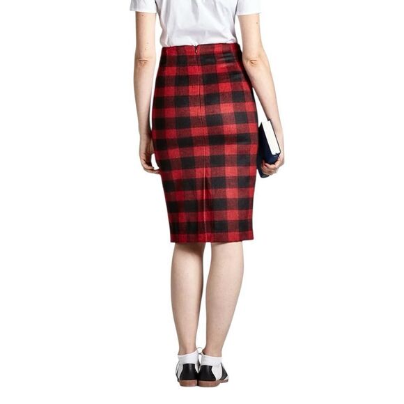 L’ecole Des Femmes Audrey Horne Red Plaid Pencil Skirt Size 0 - Picture 2 of 9